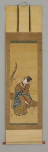Ukiyoe, Frau auf einer Bank sitzend von Japanese School