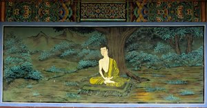 Buddha in Meditation. Fresko im Yongju-Tempel, Region Suwon, Korea. von School Korean