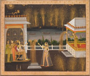 Damen feiern Diwali, ca. 1760 von School Mughal