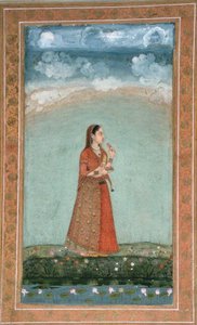 Dame mit einer Schale Rosenblüten, aus dem Small Clive Album von School Mughal