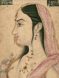 Lal Kunwar, Favoritin des 8. Mogulkaisers Jahandar Shah (gestorben 1125 AH/AD 1713), Mogulminiatur von School Mughal