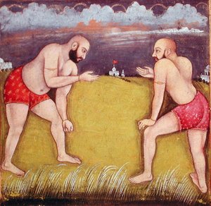 Zwei Ringer, frühes 19. Jahrhundert von School Mughal