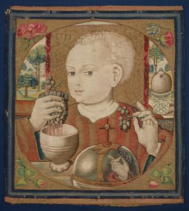Das Jesuskind presst den Wein der Eucharistie, um 1500