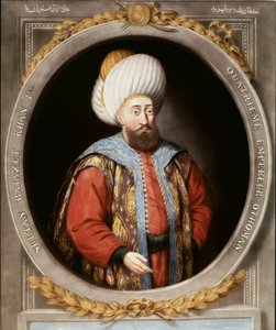 Osmanisches Reich: Porträt des vierten osmanischen Sultans Bayazid I, bekannt als Yildirim (der Blitz), Topkapi Sarayi Istanbul Bibliothek von School Ottoman