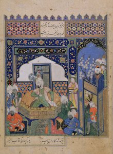 Or.2838 f.20v Timur auf dem Thron in Balkh, Persisch von School Persian