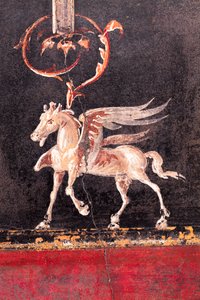 Architektonische Dekoration mit geflügelten Pferden (Pegasi), Herculaneum