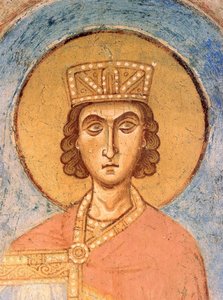 König Salomo - Alte russische Fresken - 12. Jahrhundert - Fresko - St. Georgs-Kirche, Staraja Ladoga von School Russian