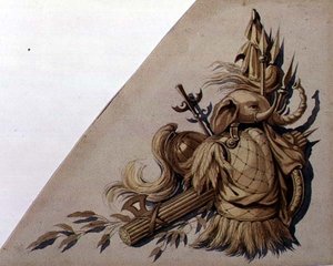 Neoklassizistische Trophäen der Waffen: Indien, ca. 1825 von School Russian