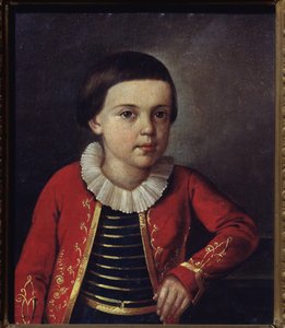 Porträt des Dichters Mikhail Lermontov (1814-1841) als Kind von School Russian