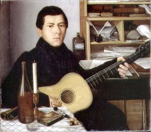 Porträt eines jungen Mannes mit Gitarre, um 1830