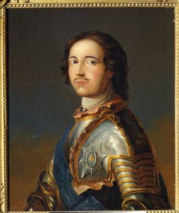 Porträt des Kaisers Peter I. der Große in Ritterrüstung von School Russian