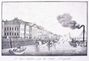 Der englische Kai, in der Nähe des Senat-Dirigeant; Le Quai Anglais, Pres du Senat-Dirigeant, frühes 19. Jahrhundert von School Russian