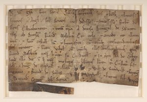 Urkunde von David I., König der Schotten (gest. 1153), an Robert de Brus, gewährt ihm Annandale von School Scottish