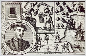 Spanier unter Juan de Grijalva landen in Yucatan und kämpfen gegen Maya-Krieger in der Schlacht von Champoton, Mai 1518