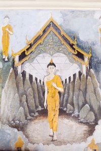 Fresko, das eine Szene aus dem Leben Buddhas darstellt, Wat Phra That Doi Suthep Tempel