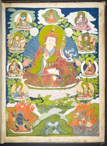 Eine von 12 Zeichnungen, die tibetische Gottheiten darstellen, von einem tibetischen Künstler, wahrscheinlich in Lhasa, ca. 1800