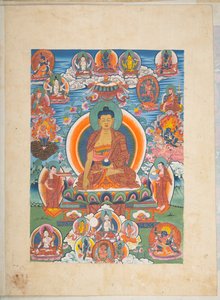 Eine von 12 Zeichnungen tibetischer Gottheiten von einem tibetischen Künstler, wahrscheinlich in Lhasa, um 1800