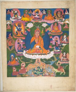 Eine von 12 Zeichnungen tibetischer Gottheiten von einem tibetischen Künstler, wahrscheinlich in Lhasa