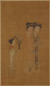 Hofdamen und Begleiterin, Ming-Dynastie, 16. Jahrhundert von School of Tang Yin