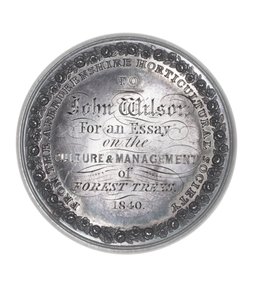 Aberdeenshire Horticultural Society Silberpreis verliehen an John Wilson für einen Aufsatz über die Kultur und das Management von Waldbäumen