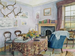 Saloninterieur in einem Landhaus in Schottland, ca. 1850