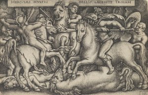 Herkules kämpft gegen die Trojaner, aus Die Arbeiten des Herkules, 1545 von Sebald Beham