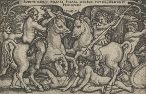 Herkules entführt Iole, aus Die Arbeiten des Herkules, 1544 von Sebald Beham