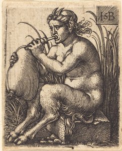 Satyrfrau spielt Dudelsack von Sebald Beham