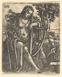 Frau mit Harfe, 1520-25 von Sebald Beham