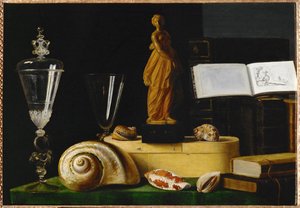 Stillleben mit Statue und Muscheln von Sebastian Stoskopff