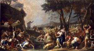 Moses lässt Wasser aus dem Felsen fließen