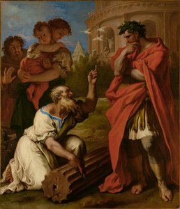 Tarquinius der Ältere konsultiert Attus Navius von Sebastiano Ricci