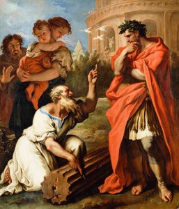 Tarquinius der Ältere konsultiert Attius Navius, ca. 1690