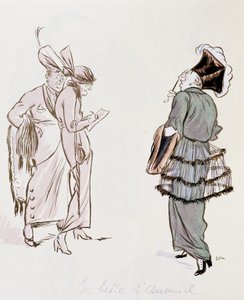 Fantastisches Kostümmodell („Die Schöne von Auteuil“) von Sem, „Der wahre und der falsche Chic“