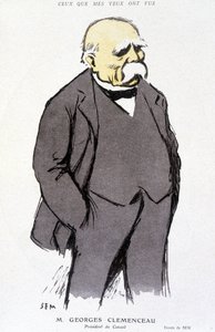 Porträt von Georges Clémenceau - gezeichnet von Sem (1863 - 1934), in „Fantasio“ vom 01/02/1918, Nr. 265 von Sem