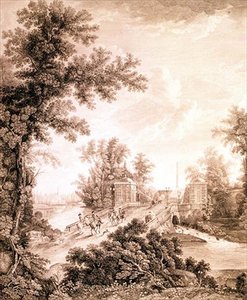 Ansicht des Konnetabel-Obelisken in Gattschina, graviert von Ivan Dmitrievich Telegin, ca. 1800 (Radierung mit Gravur) von Semen Fedorovich Shchedrin