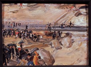 Spaziergang in San Remo (Italien). Werk von Semjon Gawrilowitsch Nikiforow (1877-1912), Öl auf Karton