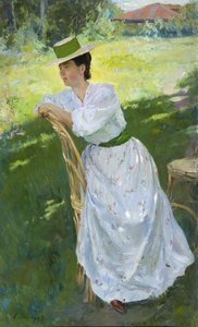 Porträt einer Frau En plein air, 1899 von Sergei Arsenevich Vinogradov