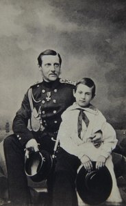 Porträt von Großfürst Konstantin Nikolajewitsch von Russland 1827-1892 mit Sohn Nicholas Konstantinovic