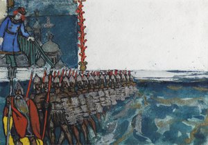 Illustration zum Märchen vom Zaren Saltan von A. Puschkin von Sergei Vasilievich Malyutin