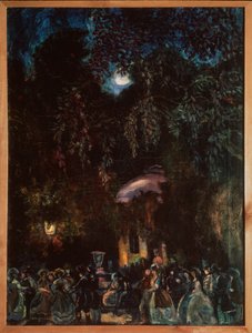 Spanien. Szene der Freizeit, Gesellschaftsspaziergang am Abend