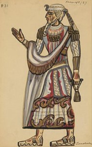 Priester. Kostümentwurf für die Oper Die Zauberflöte von Wolfgang Amadeus Mozart
