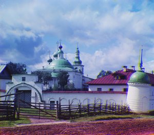 Hauptkathedrale des Goritsky-Klosters von der Straße aus, 1905-1915