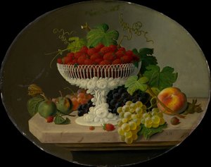 Stillleben mit Erdbeeren in einer Kompottenschale, 1865-70 von Severin Roesen