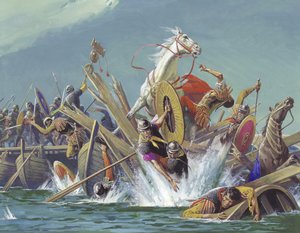 Tod von Maxentius in der Schlacht an der Milvischen Brücke von Severino Baraldi