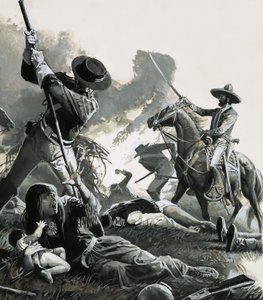 Im Jahr 1858 griffen zwei Truppen mexikanischer Kavallerie das Lager der Apachen an