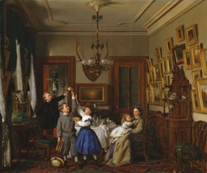 Der Wettbewerb um den Blumenstrauß: Die Familie von Robert Gordon in ihrem Speisesaal in New York
