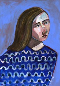 Nachdenkliches blaues Porträt