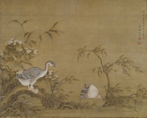 Gänse an einem Flussufer, Qing-Dynastie