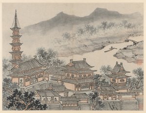 Zwölf Ansichten des Tigerhügels, Suzhou: Die Tausend-Buddha-Halle und die Pagode des „Wolkigen Kliffs“ Klosters